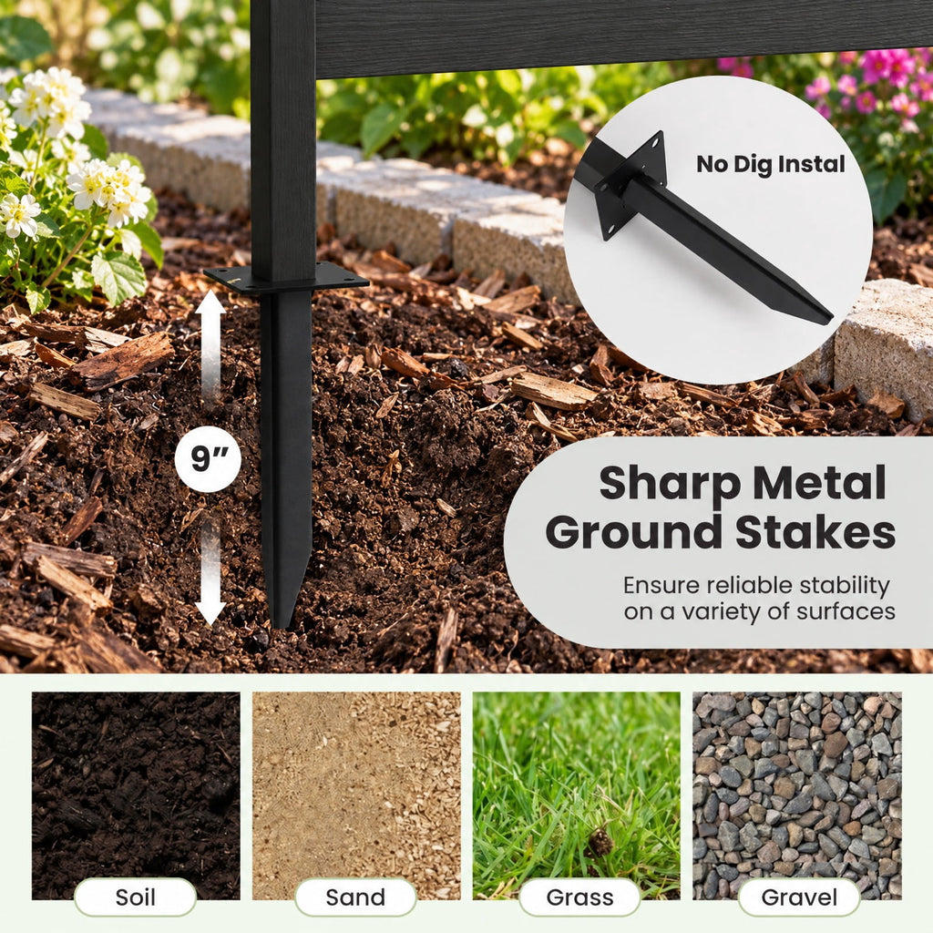 Airfind Outdoor Privacy Screen Fence for Backyard Pool Lawn, HIPS Metal Frame, 25 x 37 x 64 Footprint, Black