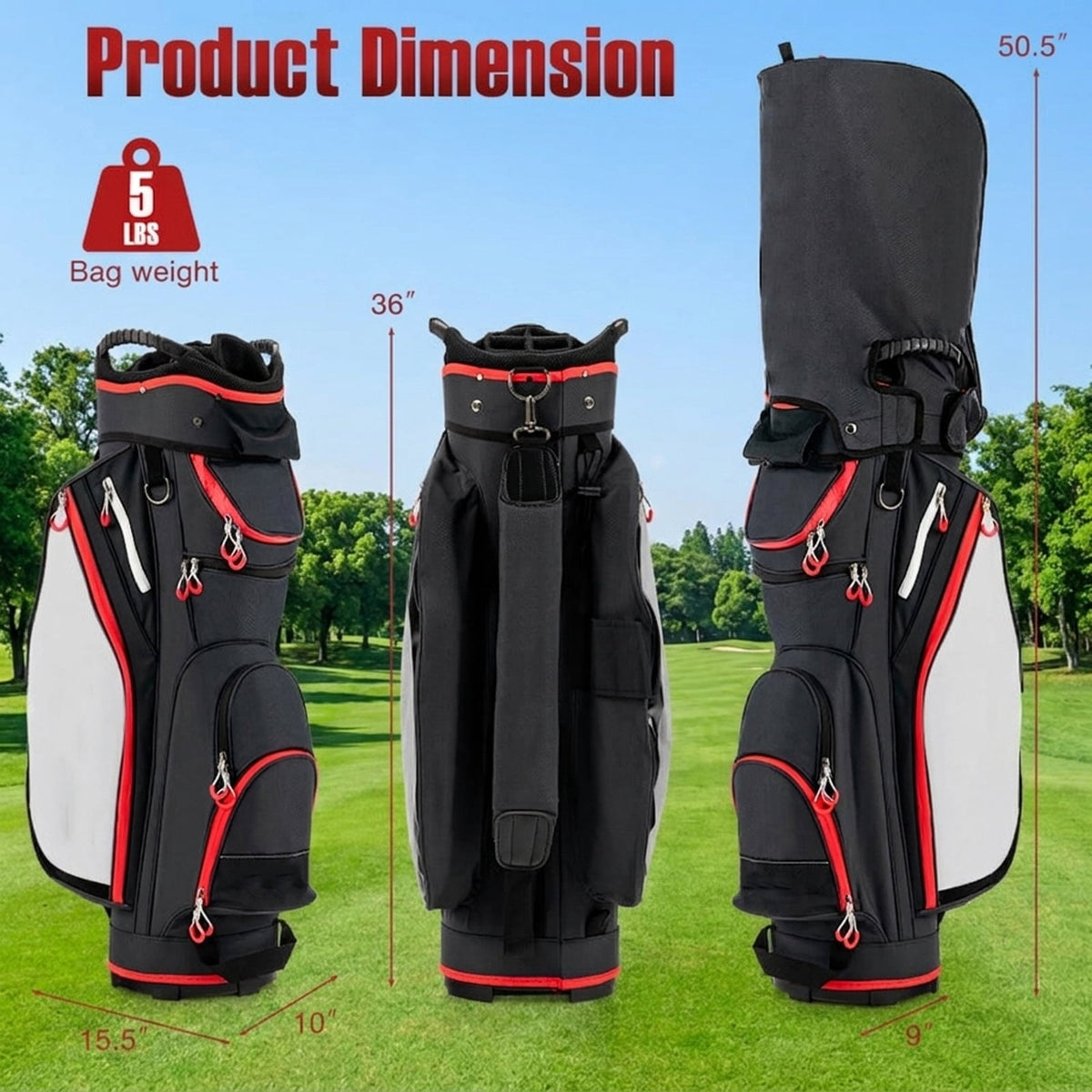 Airfind 14-Way Golf Cart Bag with Insulated Cooler Pocket and 10 Storage Pockets for Sports Equipment and Cold Drinks, Navy