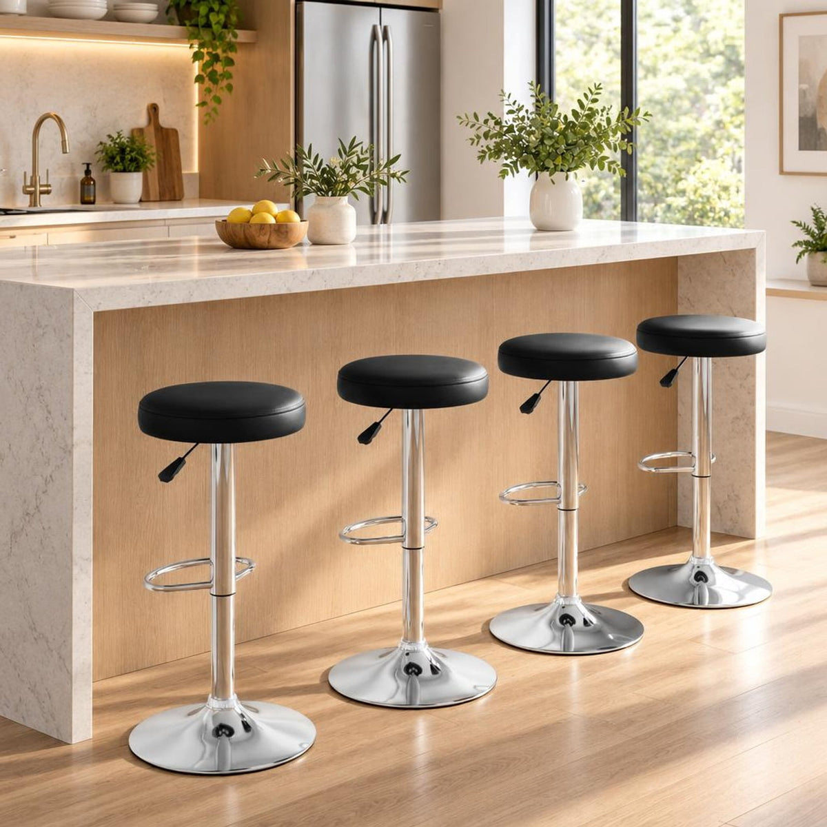 Airfind Height, adjustable Bar Stool with 360° Swivel for Kitchen and Dining, Black, 25.5 in, 33.5 in height adjustment for a flexible and perfect fit