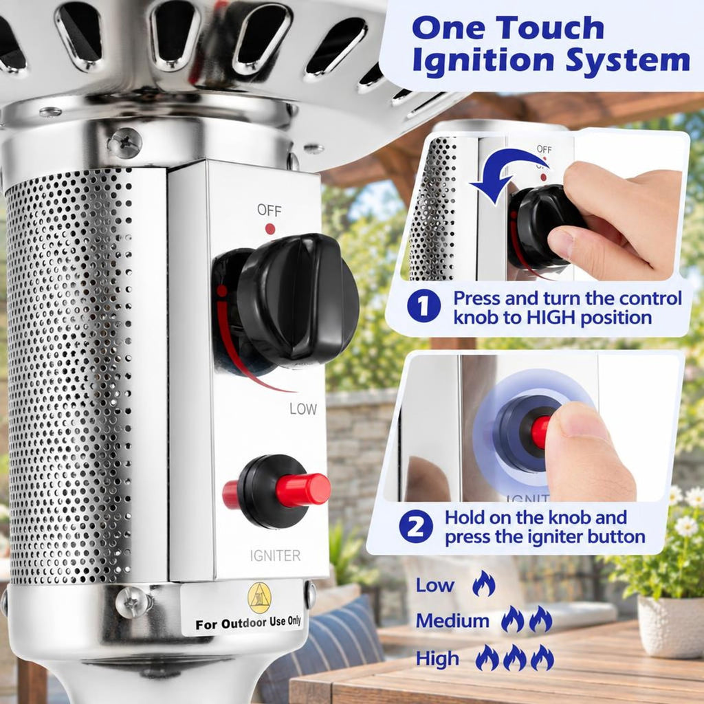 Airfind 50000 BTU Propane Patio Heater with Round Table Design, Aluminum 304 Stainless Steel Metal Frame, 32 x 87 Footprint, Black