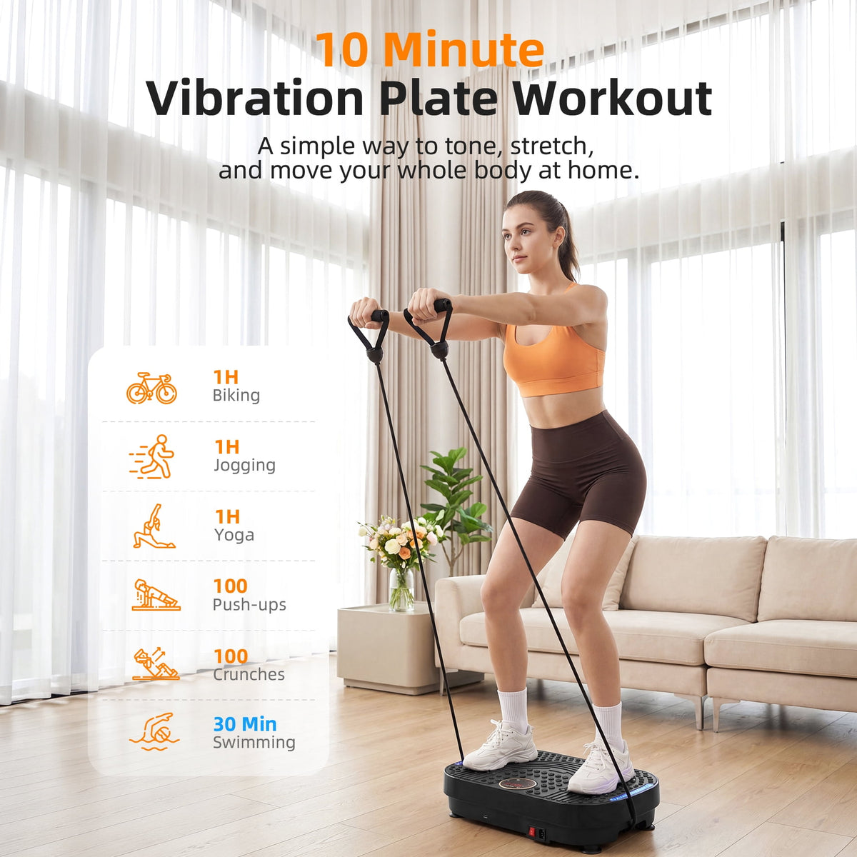 Airfind Vibration Plate Exercise Machine,Whole Body Vibration Platform with Bluetooth Speaker,LED Display and Remote Control,2 Resistance Bands,Home Fitness Trainer,Black