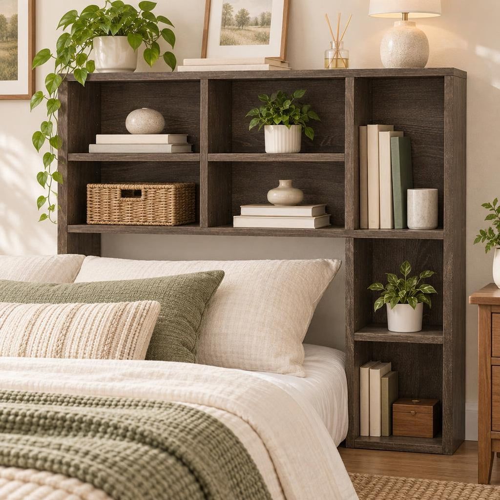 Airfind Desktop Bookshelf with 7 Open Cubbies and 3 Adjustable Shelves, 210 lbs Capacity, Engineered Wood MDF Frame, 37in x 10in x 31in Footprint