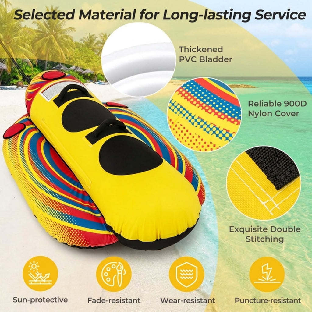 Airfind 3-Rider Inflatable Banana Tow Boat with Cushioned Seats, Yellow