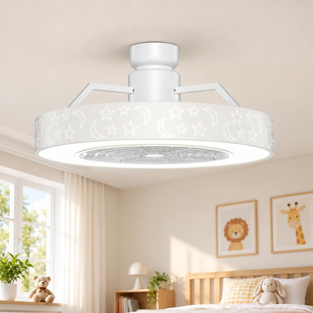 Airfind 23 Inch Ceiling Fan with LED Light and Remote Control, Iron ABS Frame, 23 Inch x 10.5 Inch - 20 Inch Footprint for Everyday Use, White