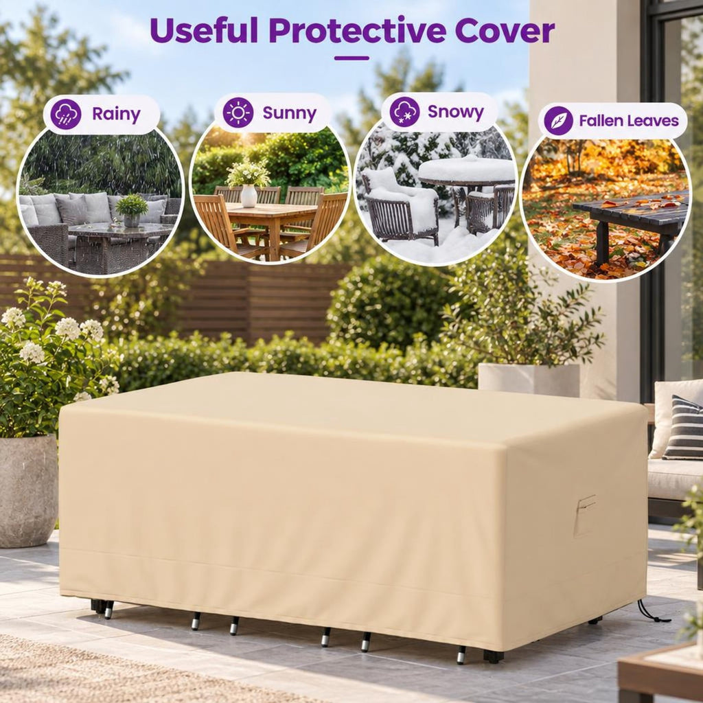 Airfind Patio Furniture Cover with Padded Handle and Click-Close Straps-90 x 50 x 32 inches, Polyester PU Frame, Beige Blue