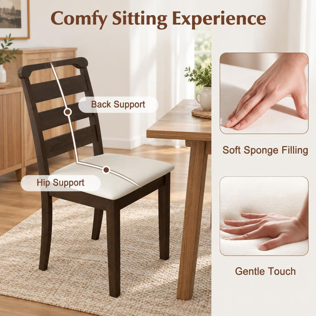 Airfind Polyester Upholstered Wooden Dining Chair Set of 2, Chair 400 lbs Capacity, Rubber Wood MDF Sponge Polyester Fabric Frame, Walnut