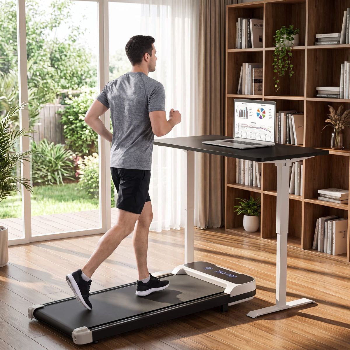 Airfind 2.5 HP Under Desk Treadmill with Remote Control and 3 Countdown Modes for Home Office Walking Pad Jogging, White