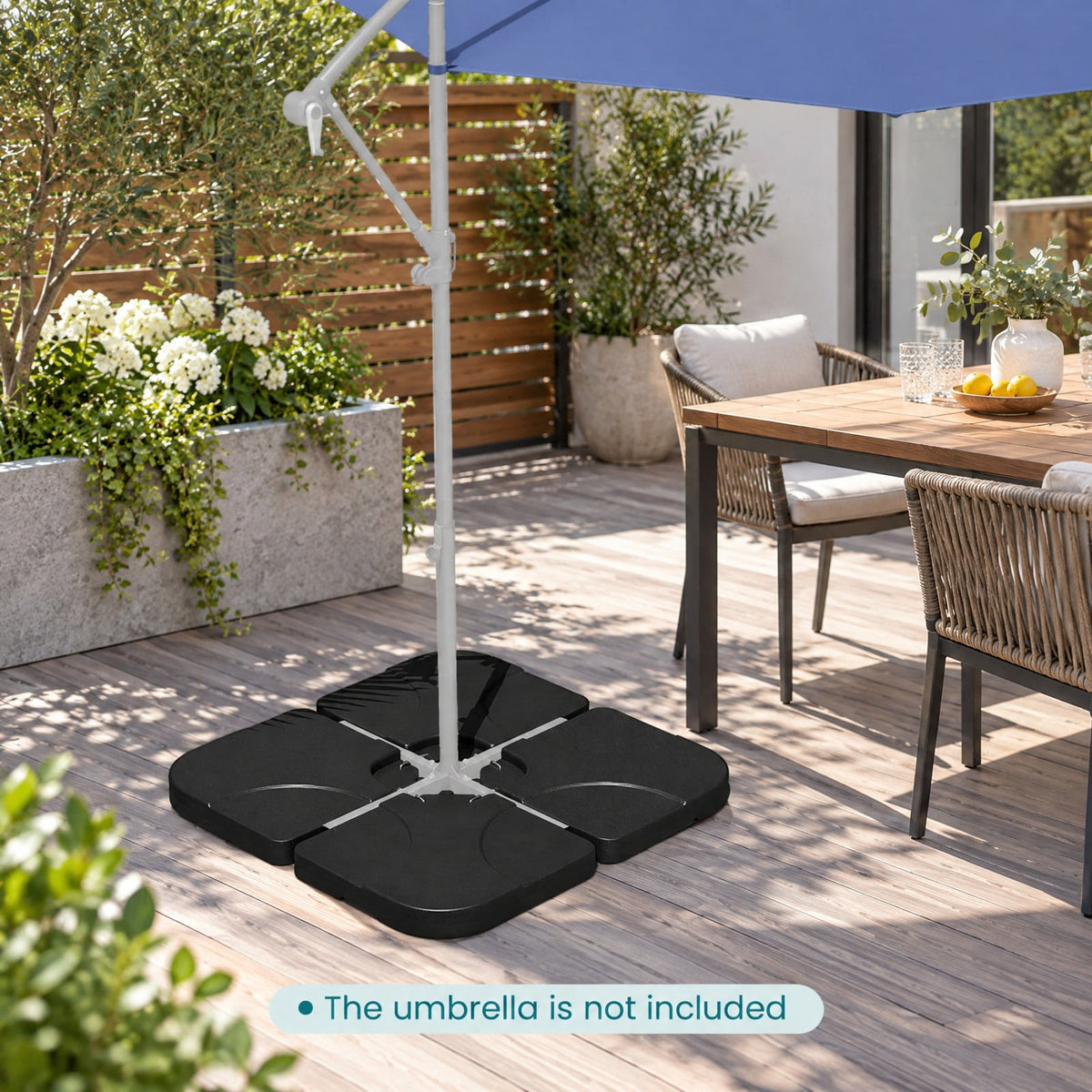 Airfind 20 Inch Patio Offset Water Filled Plate Umbrella Base Sand, HDPE Frame, Black, Product size 20 x 20 x 3(L x W x H) F