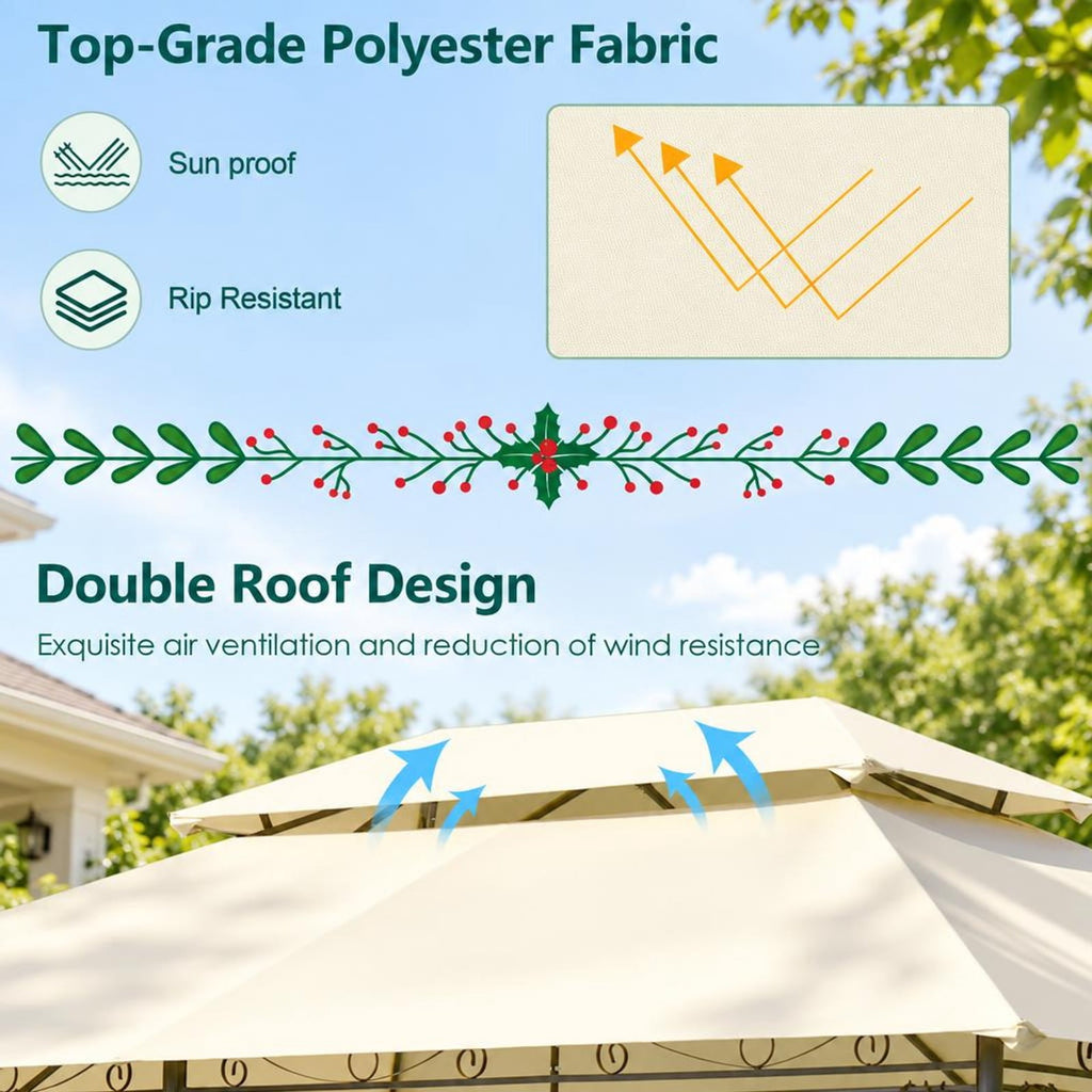 Airfind 10 Feet x 13 Feet Tent Canopy Shelter with Removable Netting Sidewall, Steel Polyester Fabric Frame, 13 x 10 x 9 ft Footprint, Beige