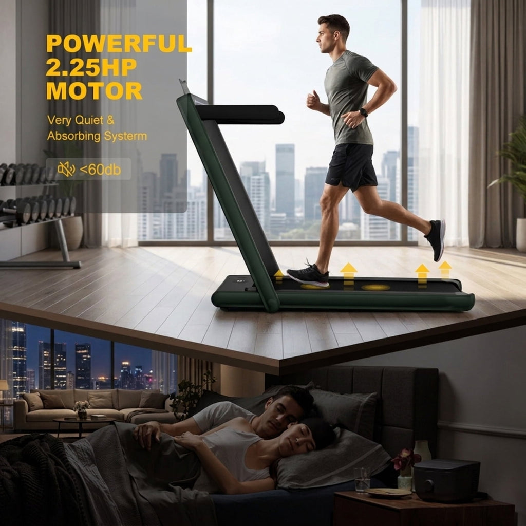 Airfind 2-in-1 Walk-to-Run Folding Treadmill Audio Console, Green