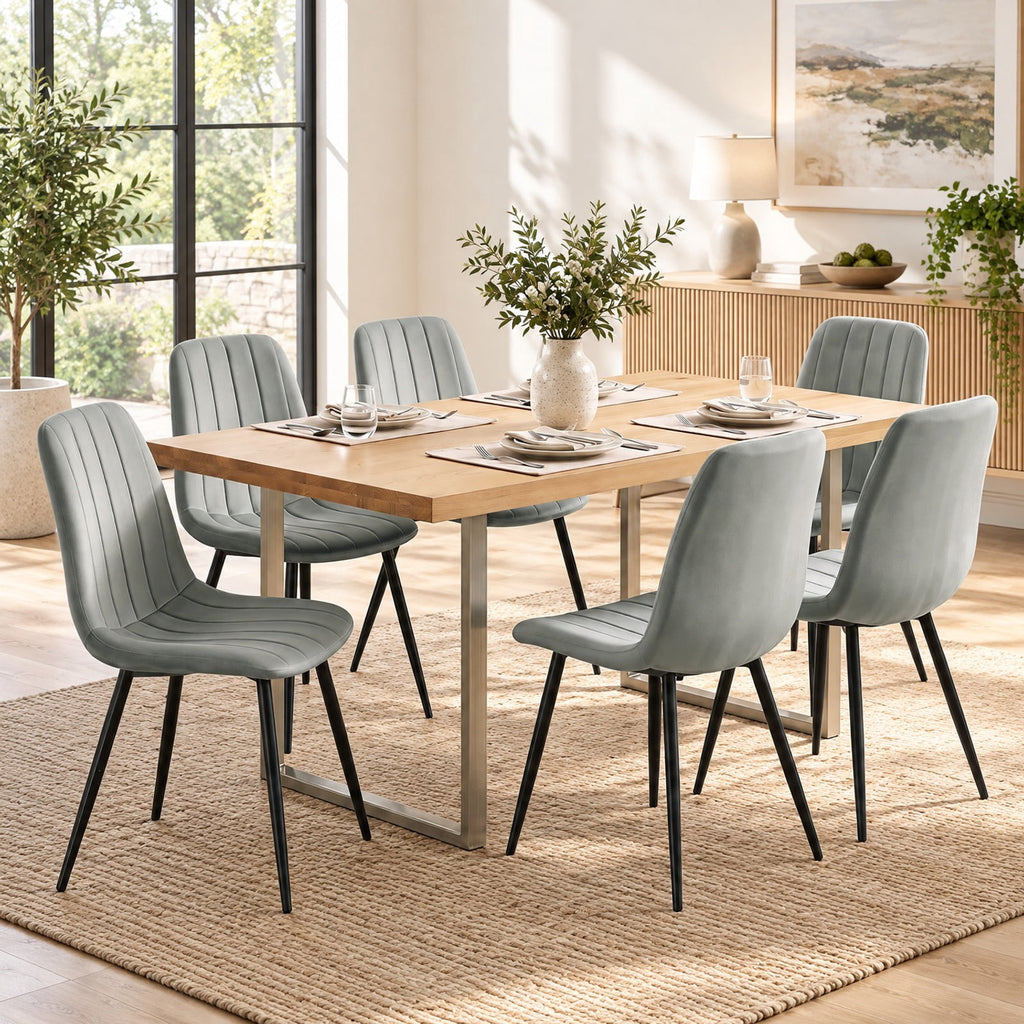 Airfind Upholstered Fabric Dining Chairs Set of 4 with Sturdy Metal Legs and Curved Backrest, 330 lbs Capacity, Fabric Frame, Grey