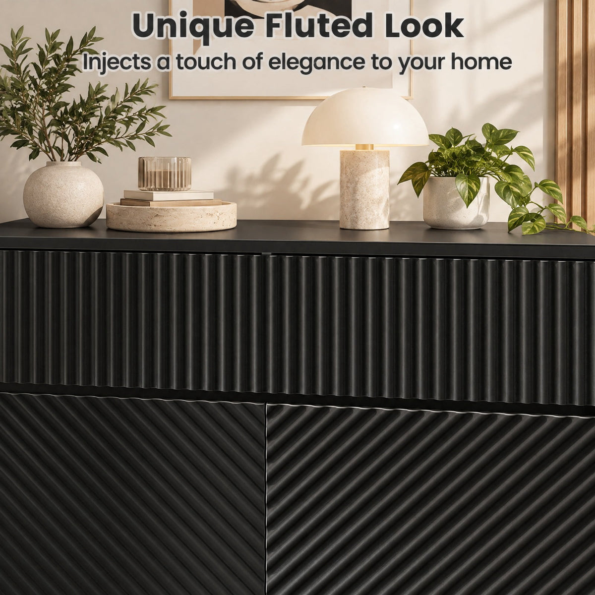 Airfind 32 Wide Buffet Cabinet with 2 Doors and 1 Drawer for Kitchen, 135 lbs Capacity, MDF Engineered Wood Metal Frame, Black