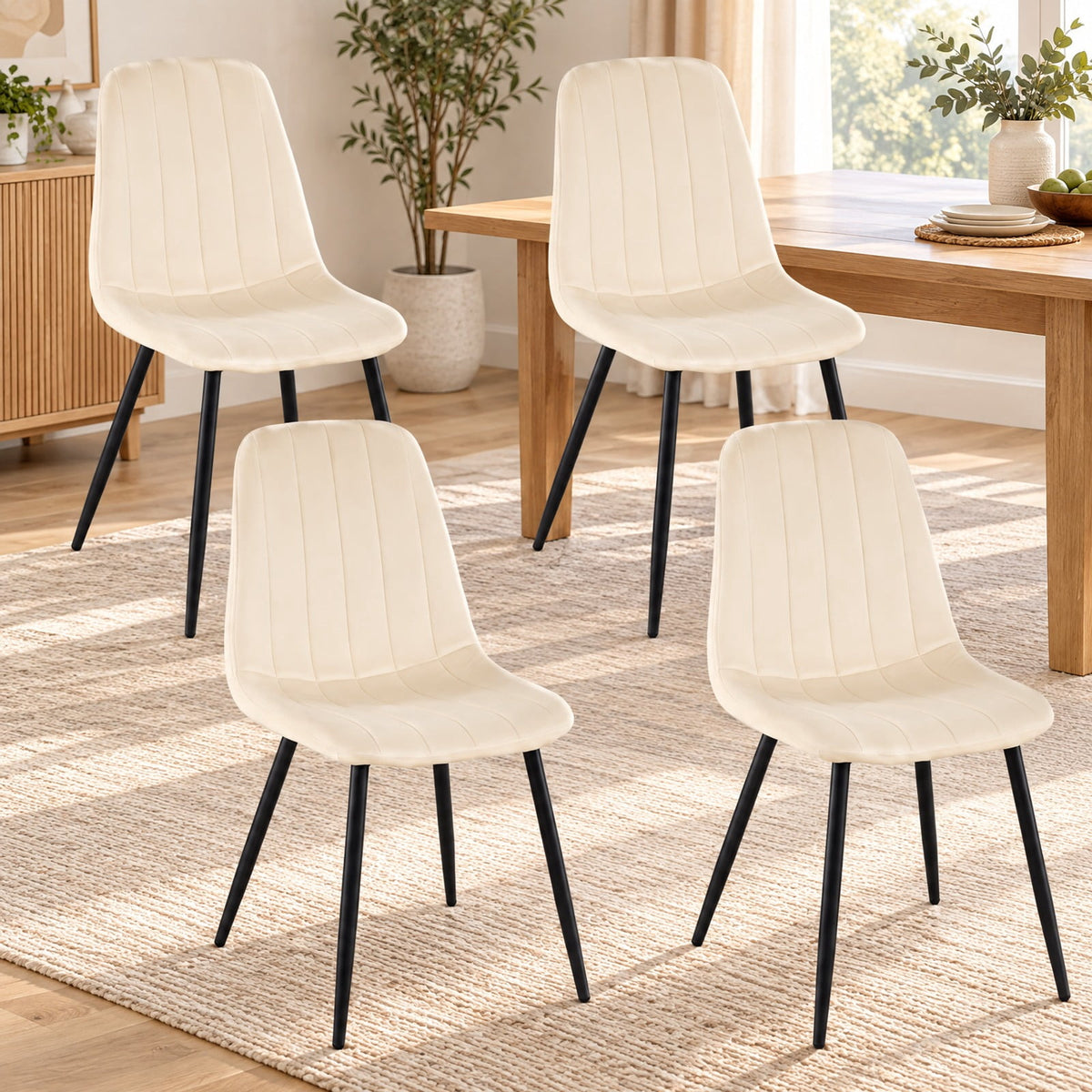 Airfind Upholstered Fabric Dining Chairs Set of 4 with Sturdy Metal Legs and Curved Backrest, 330 lbs Capacity, Fabric Frame, Grey
