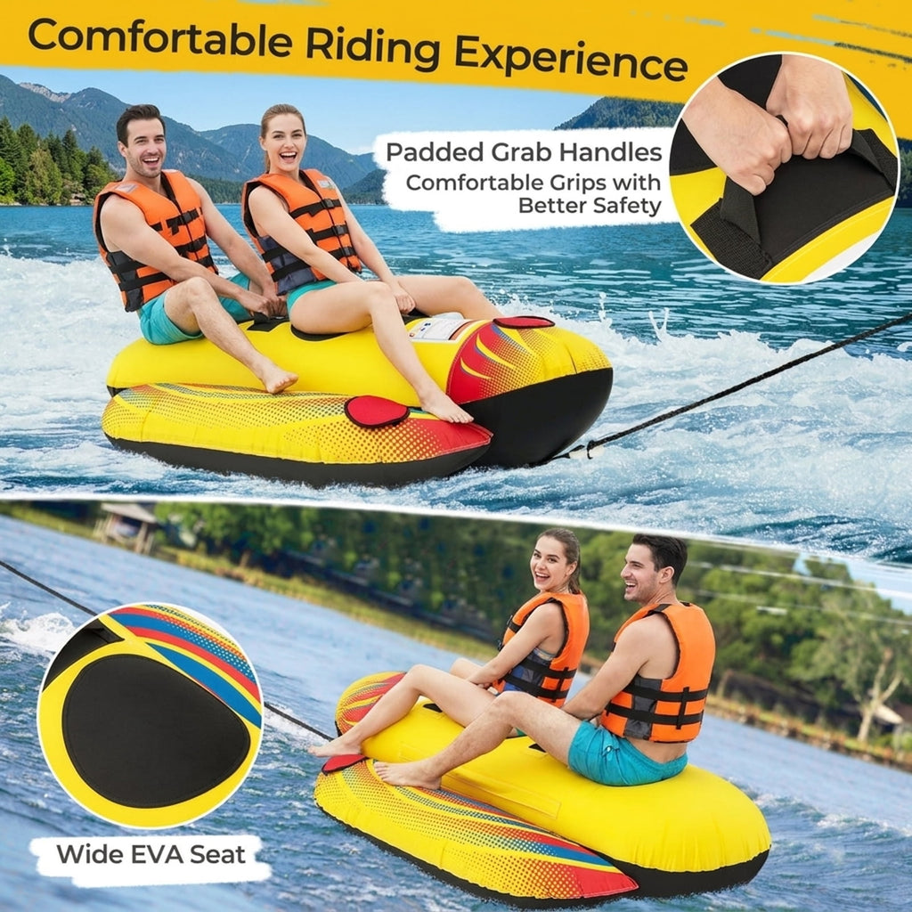 Airfind 3-Rider Inflatable Banana Tow Boat with Cushioned Seats, Yellow