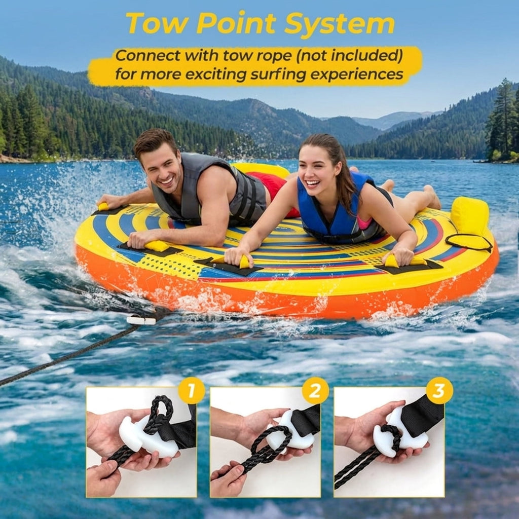 Airfind Heavy-Duty Inflatable Towable Tube for Boat Excursions, Yellow