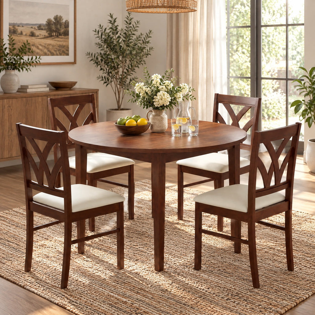 Airfind Set of 2 Wooden Dining Chairs Upholstered with Hollowed Backrest and Soft Padded Seat, Chair 330 lbs Capacity, 18.5in x 17in x 35in Footprint