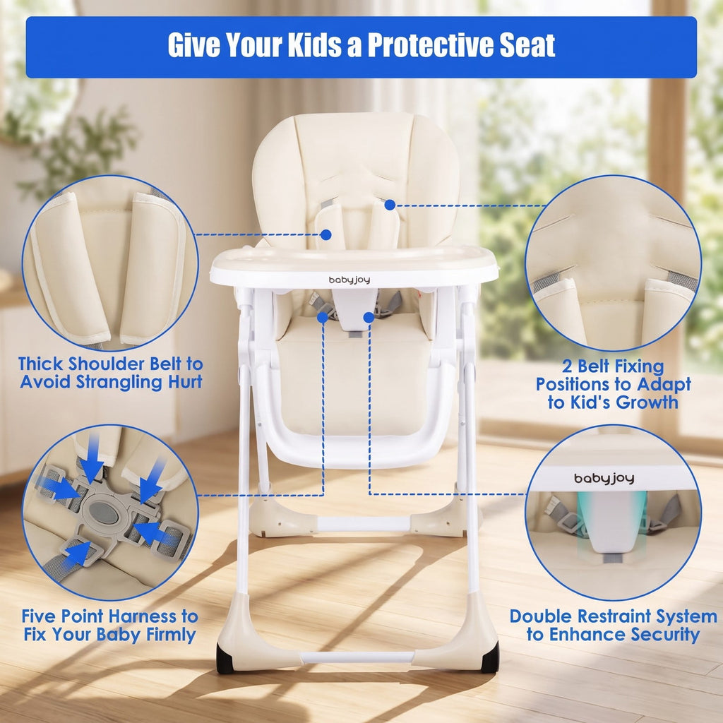Airfind 3-in-1 Convertible Baby High Chair for Baby and Toddler, 33 lbs Capacity, Metal PP PU