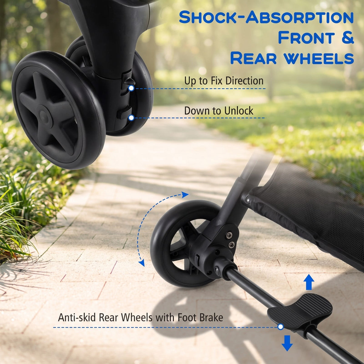 Airfind Lightweight Aluminium Frame Baby Stroller with Net, Aluminium Alloy Iron Fabric Frame, for 0-3 years old, 28.5 x 20.5 x 38 Footprint