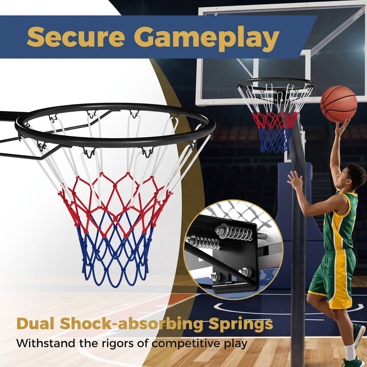 Airfind 18 Inch Basketball Rim Heavy Duty Wall Mounted Goal Replacement Steel Hoop with Nylon Net for Indoor Outdoor Play, Black