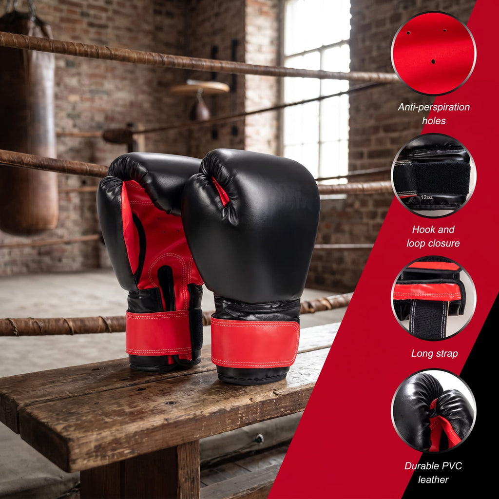 Airfind 56 Pound Filled Hanging Punching Bag Set for Adults with Hand Wraps and Boxing Gloves for Home Boxing Training, Black