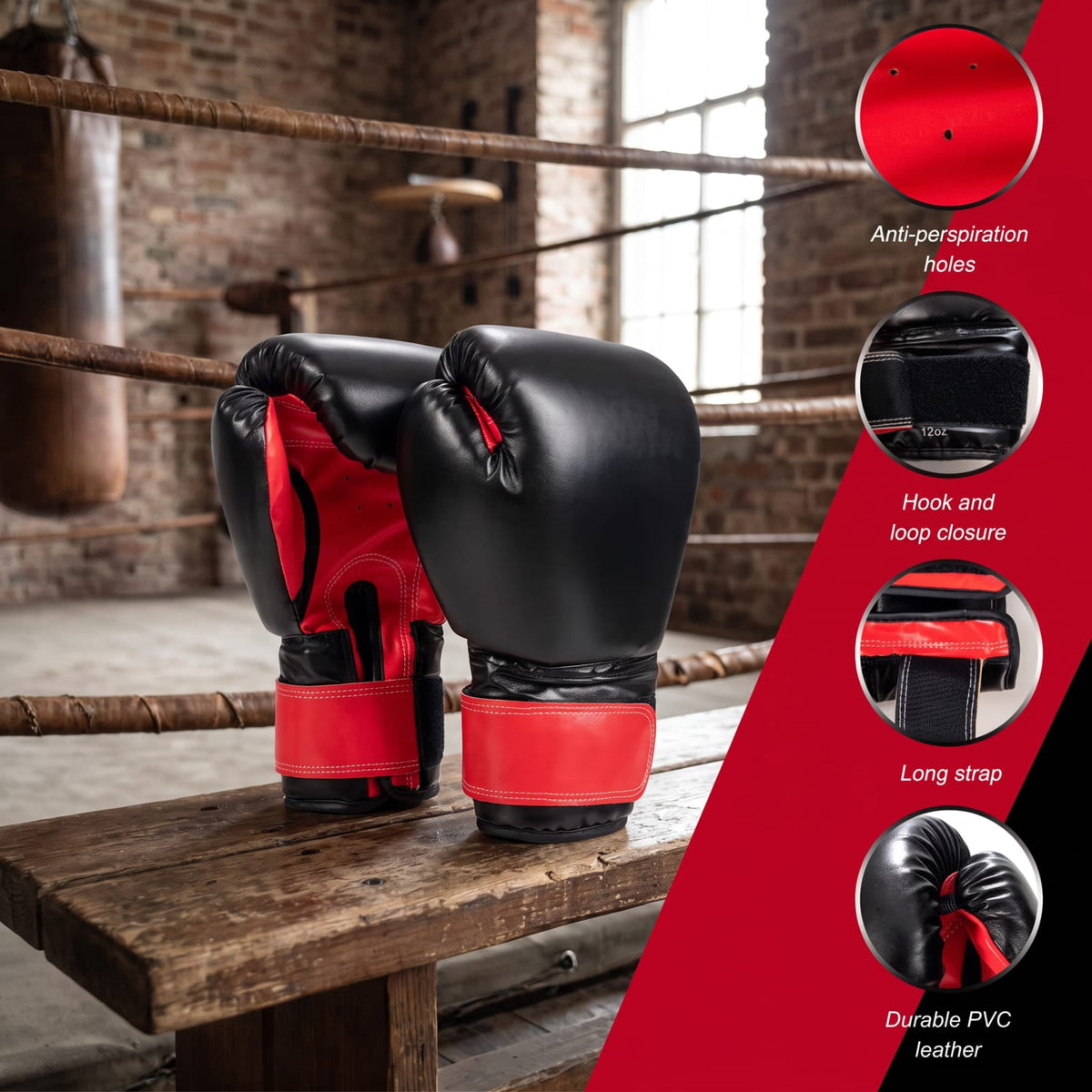 Airfind 56 Pound Filled Hanging Punching Bag Set for Adults with Hand Wraps and Boxing Gloves for Home Boxing Training, Black