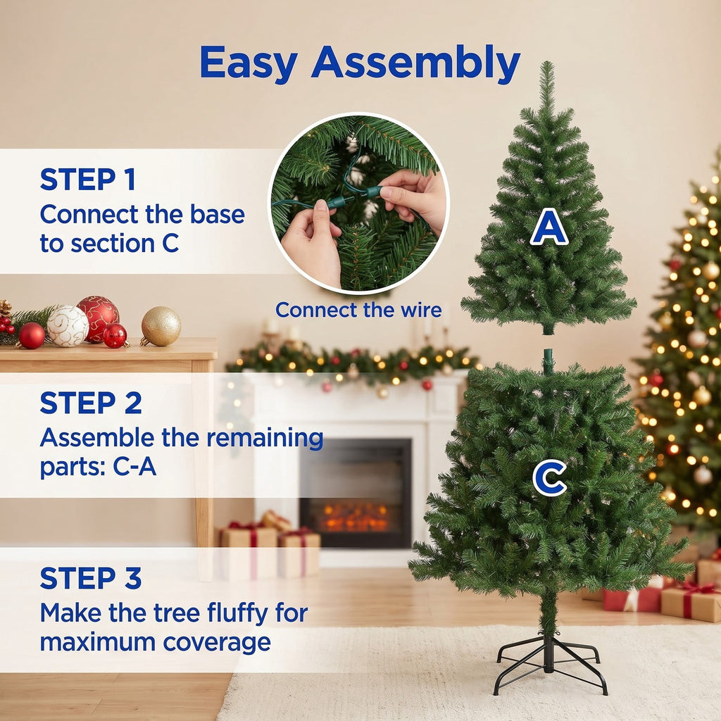 Airfind Pencil Christmas Tree with 180 Warm White and Multi, PVC PE Metal Tree Height 5ft Tree Width 2ft Frame, White
