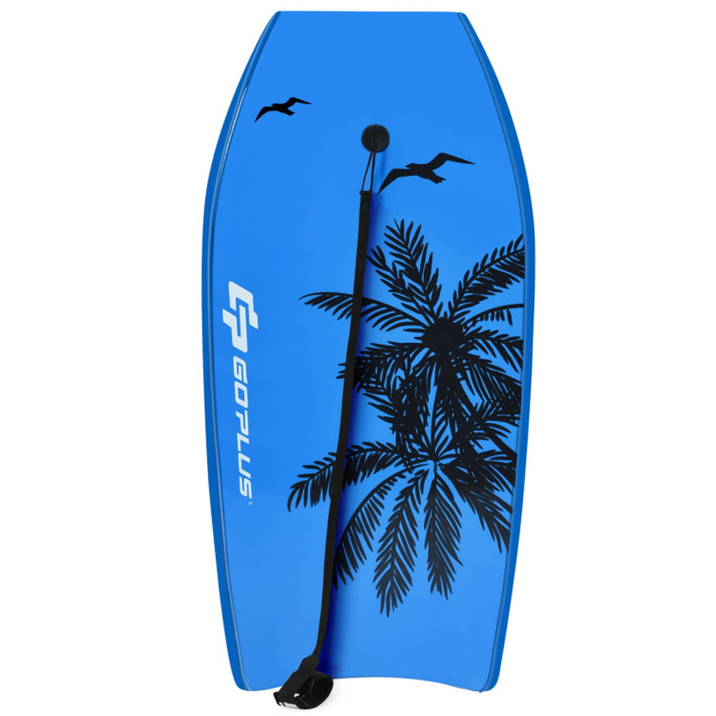 Airfind 33 Inch Ultra-Light IXPE Bodyboard for Kids ¡ª Cool-Touch Deck, EPS Core, HDPE Slick Bottom, Crescent Tail, Coiled Wrist Leash (Blue)