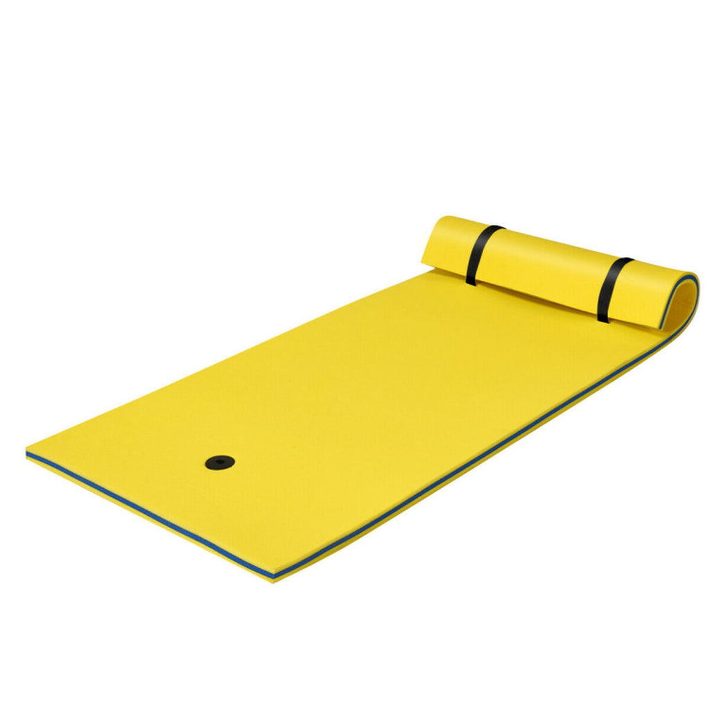 Airfind Triple-Layer Lake Float Pad with Roll-Up Storage, Yellow