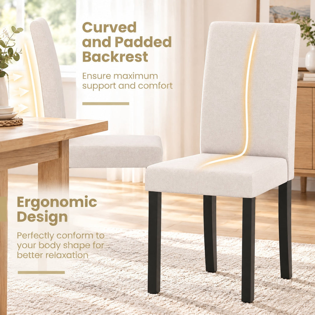 Airfind Set of 2 Dining Chair Mid-Century Modern Fabric Upholstered Parson Chairs, Chair 330 lbs Capacity, 17in x 22in x 35.5in Footprint, Beige