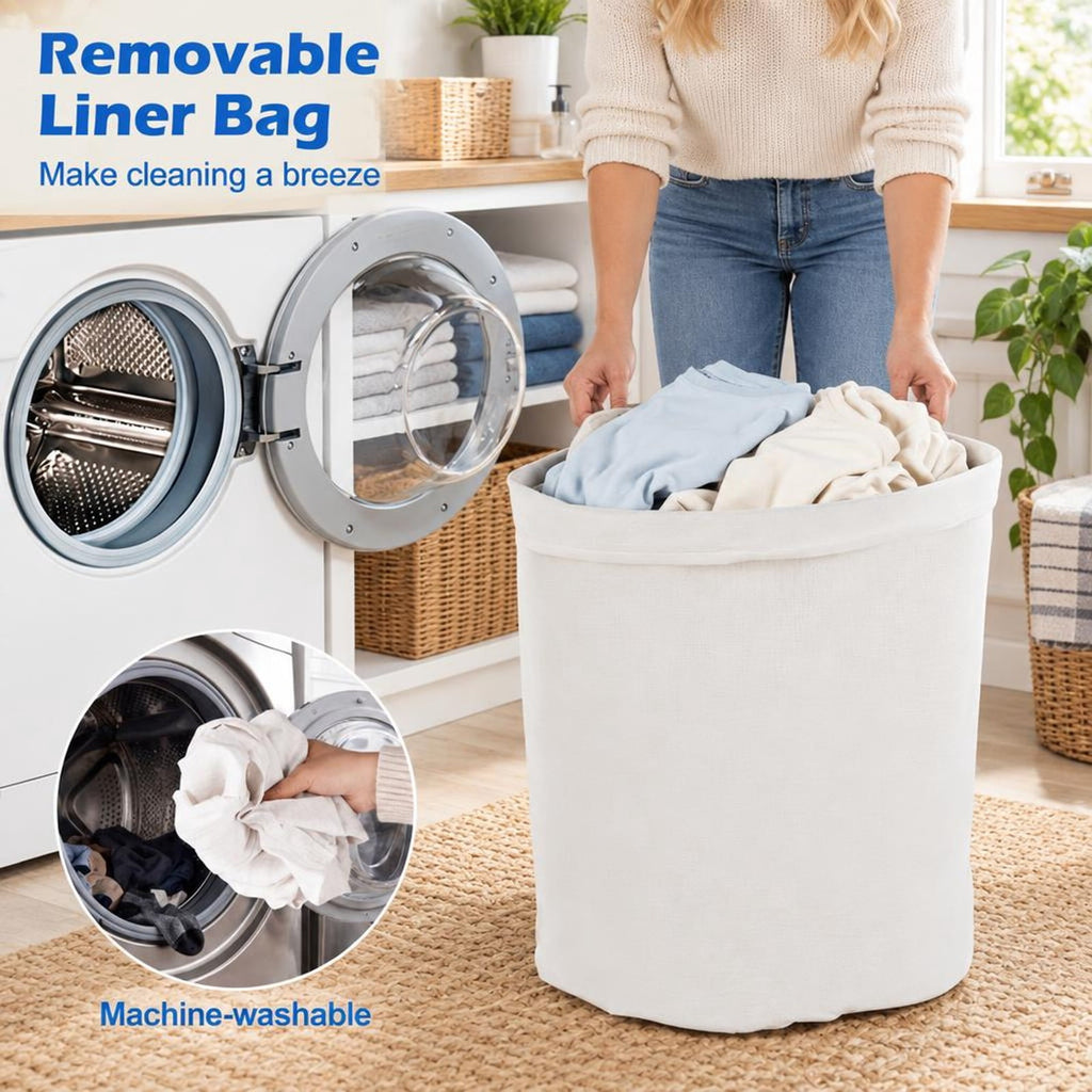 Airfind 15 Gal Capacity Bamboo Laundry Hamper with Removable Liner, 22 lbs Capacity, Bamboo Polyester Cotton Metal Engineered Wood Frame, Brown