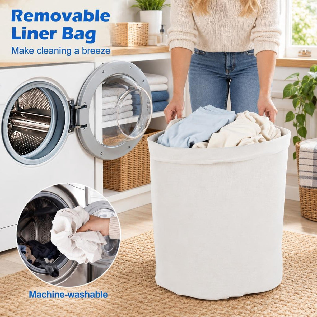 Airfind 15 Gal Capacity Bamboo Laundry Hamper with Removable Liner, 22 lbs Capacity, Bamboo Polyester Cotton Metal Engineered Wood Frame, Brown