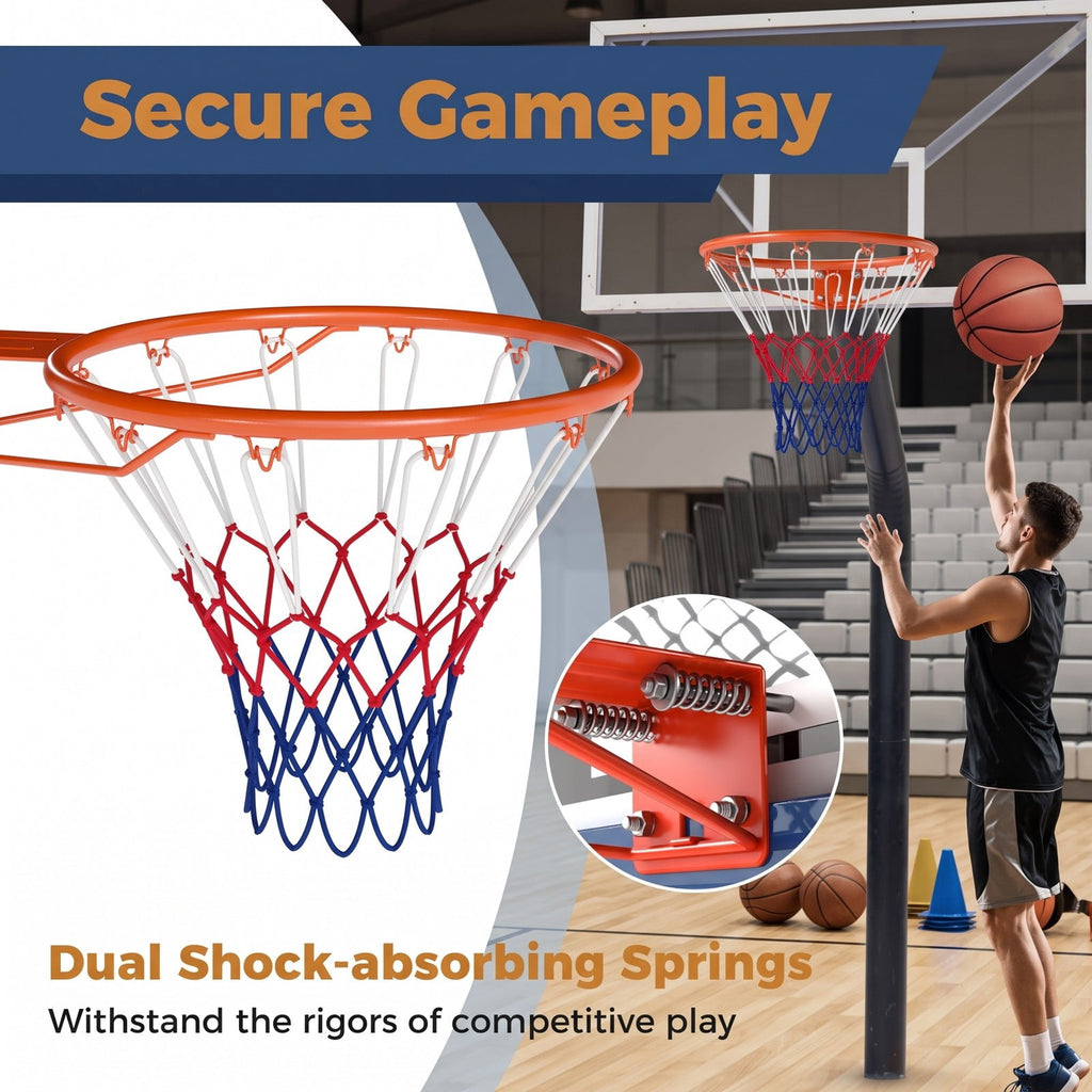 Airfind 18 Inch Basketball Rim Heavy Duty Wall Mounted Goal Replacement Steel Hoop with Nylon Net for Indoor Outdoor Play, Orange