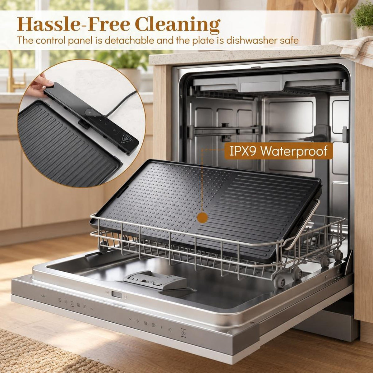 Airfind 1300W Indoor Electric Grill featuring Removable Touch Panel, Die Cast Aluminum Stainless Steel Frame, 23.5 Inch x 11.02 Inch x 2.95 Inch Footprint, Black