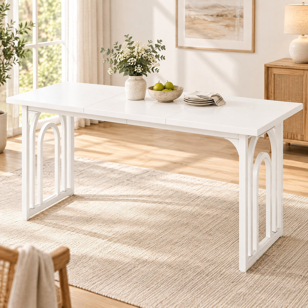 Airfind Dining Table for 6-8 People 63 Inch Rectangular Farmhouse Kitchen Table, MDF Metal Frame, 63 x 24 x 30 Maximum Weight 330 lbs Footprint