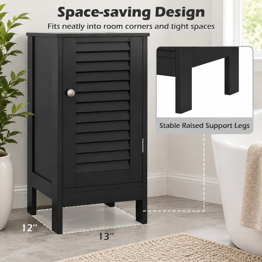 Airfind Narrow Bathroom Storage Cabinet with Adjustable Shelf and Drawer, 13in x 12in x 34.5inOverall Interior Footprint, Black