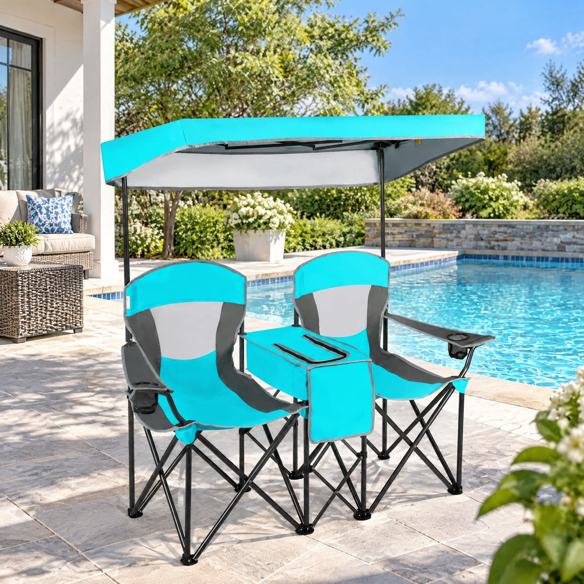 Airfind Patented Portable Folding Camping Canopy Chairs with Cup Holder, Steel oxford fabric Frame, 55.5 x 28.5 x 59.5 (L x W x H) The Footprint