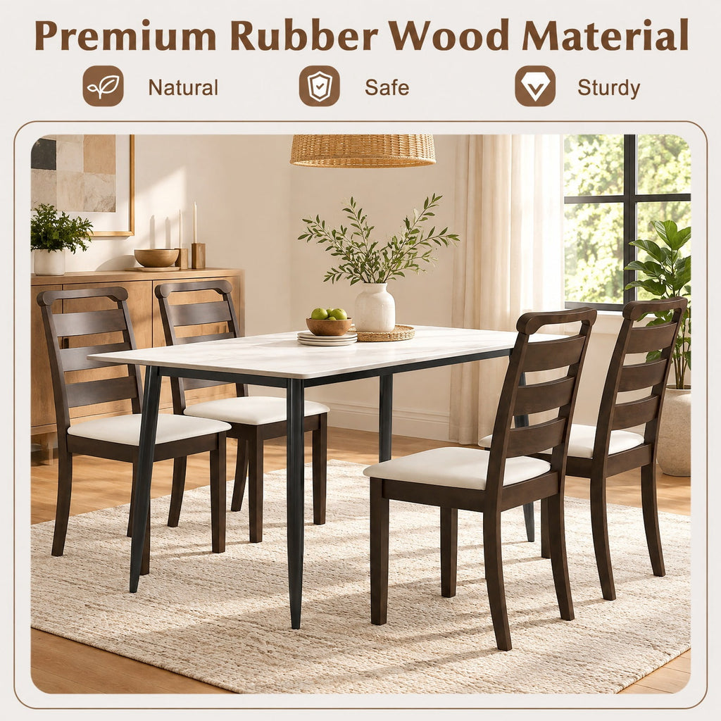 Airfind Polyester Upholstered Wooden Dining Chair Set of 2, Chair 400 lbs Capacity, Rubber Wood MDF Sponge Polyester Fabric Frame, Walnut