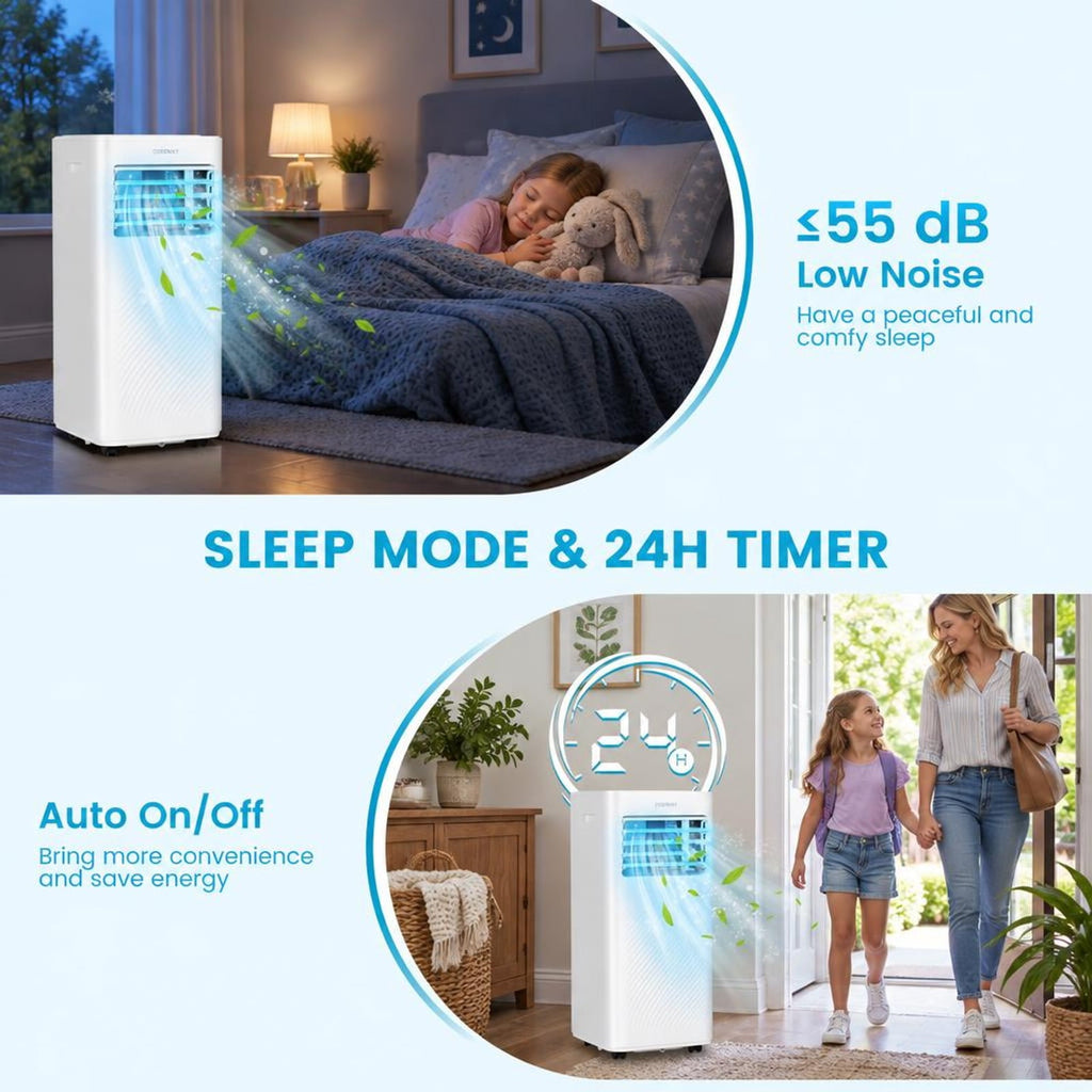 Airfind 4-in-1 8000 BTU Air Conditioner with Cool Fan Dehumidifier and Sleep Mode, Abs, Built in 4 Modes 2 Fan Speeds and 1-24H Timer, White