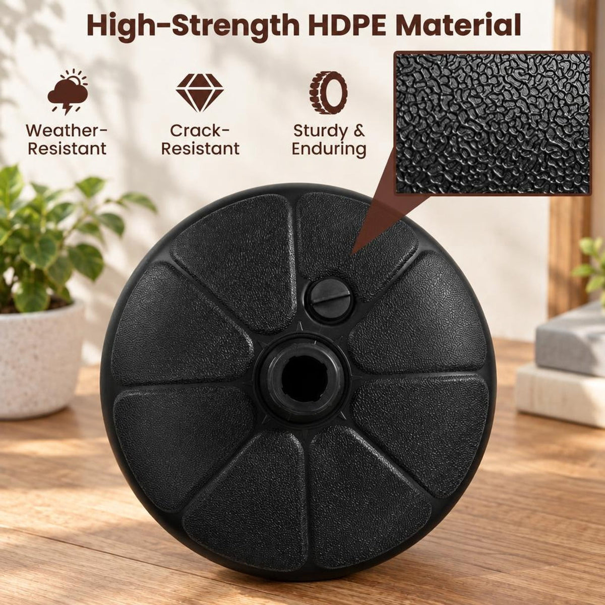Airfind 27 lbs Fillable Round Umbrella Base Stand for Yard Garden Poolside, HDPE Frame, Black, easily set up or taken down no tools required