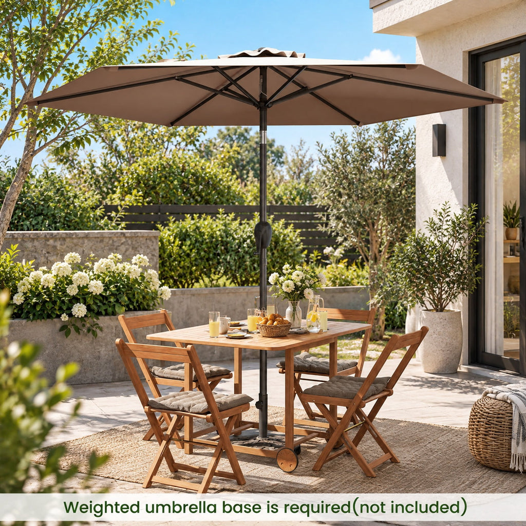 Airfind 7.5 feet Outdoor Patio Heavy Duty Market Umbrella with Push Button Tilt, Metal Polyester Frame, Tan