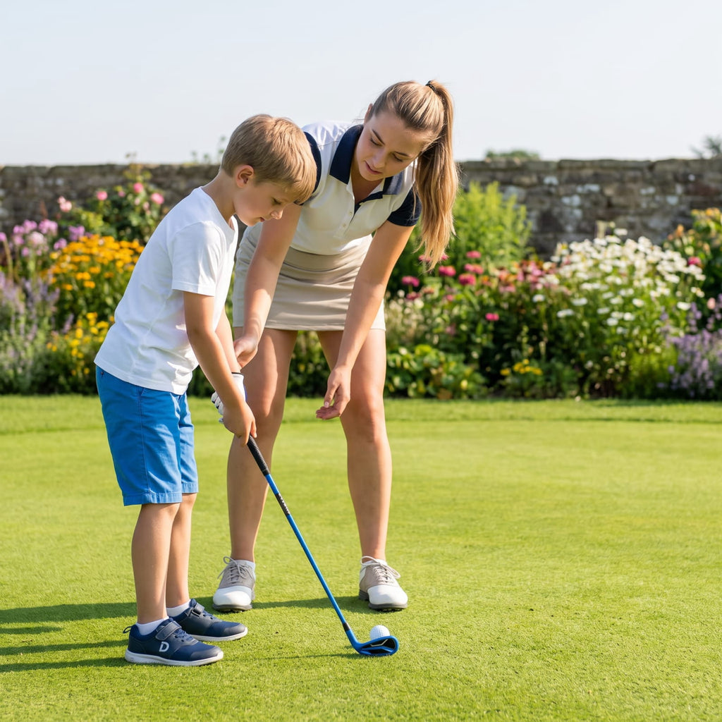 Airfind Junior Complete Golf Club Set Right Hand with Stand Bag Rain Hood and 4 Clubs for Kids Ages 5 to 7 Beginners, Blue