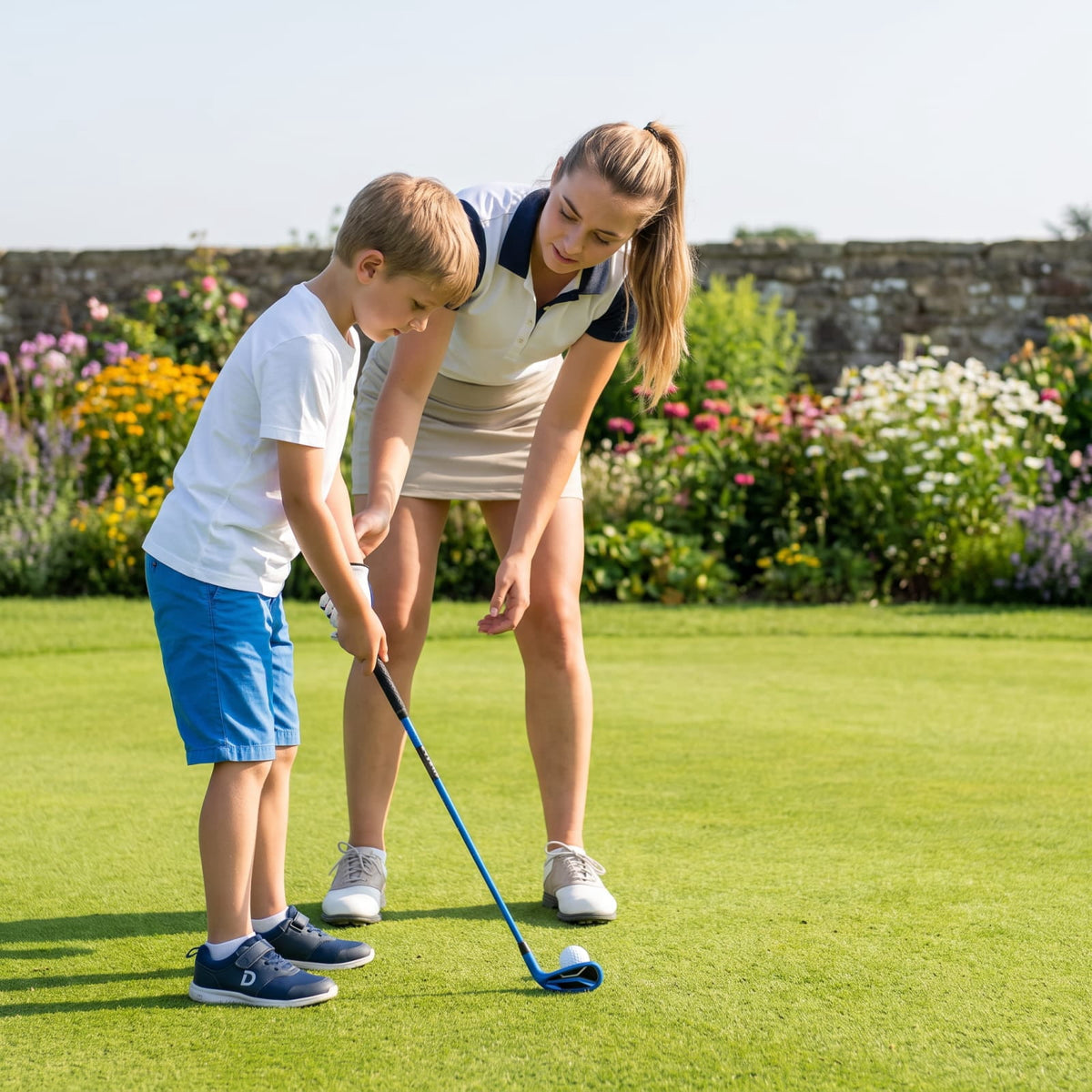Airfind Junior Complete Golf Club Set Right Hand with Stand Bag Rain Hood and 4 Clubs for Kids Ages 5 to 7 Beginners, Blue