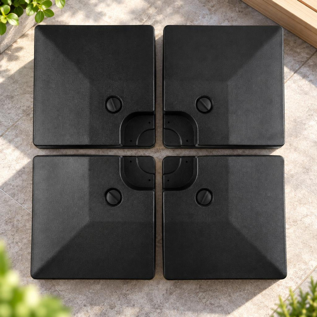 Airfind 4-Piece 20L Cantilever Offset Patio Umbrella Base, Providing 200 lbs large water filling capacity, Each plates can be stacked up to save space