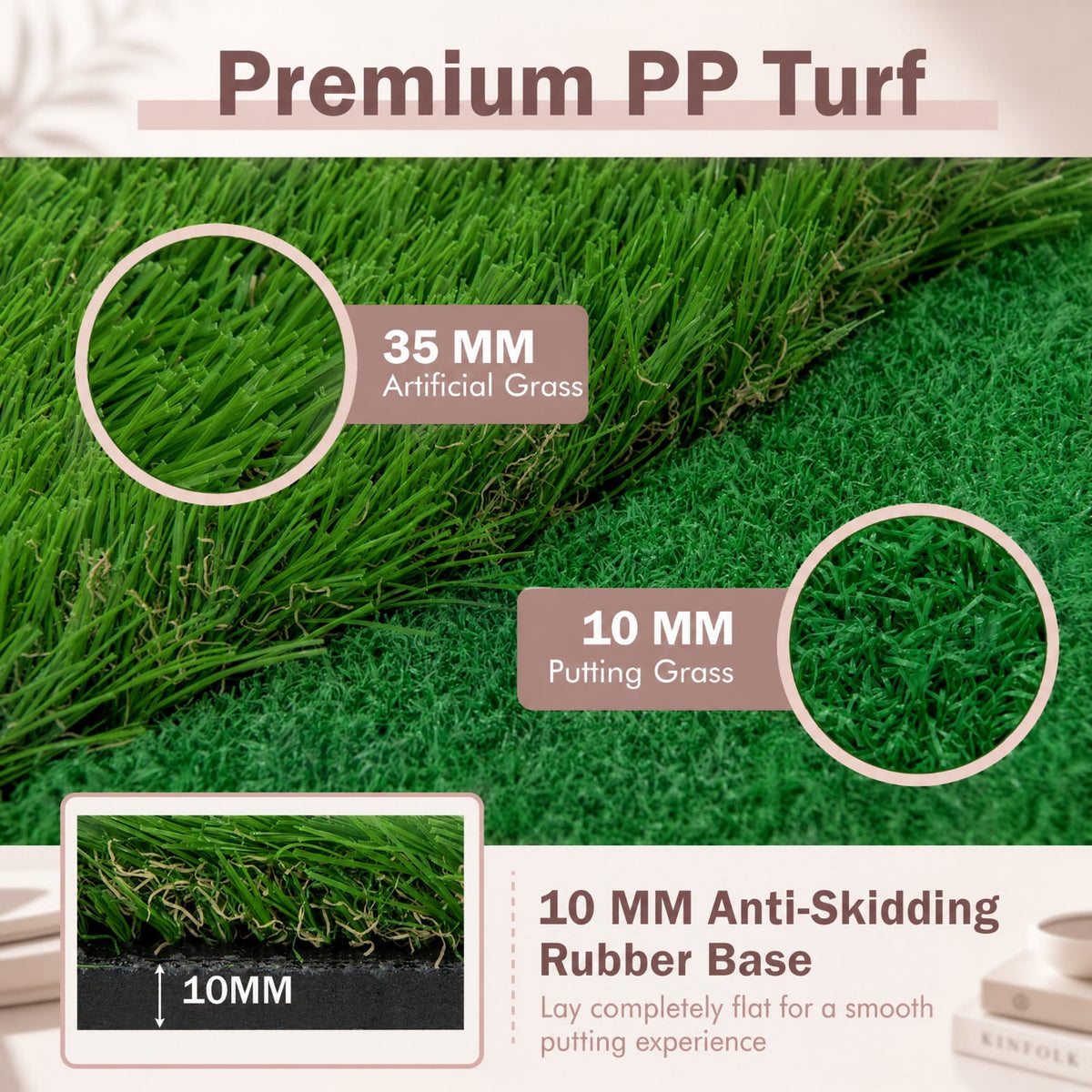 Airfind 10 x 5 FT Large Golf Putting Green with Realistic Artificial Grass Turf, Backyard Putting Green Mat with 3 Holes for Indoor Outdoor