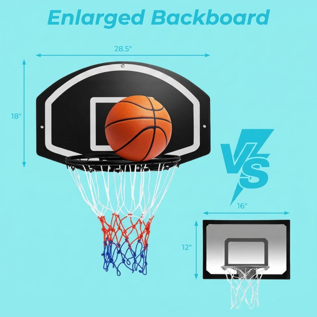 Airfind Wall Mounted Basketball Hoop for Kids and Family Backyard Play with Weatherproof Metal Frame and Transport Wheels for Garage Driveway Pickup Games, Black