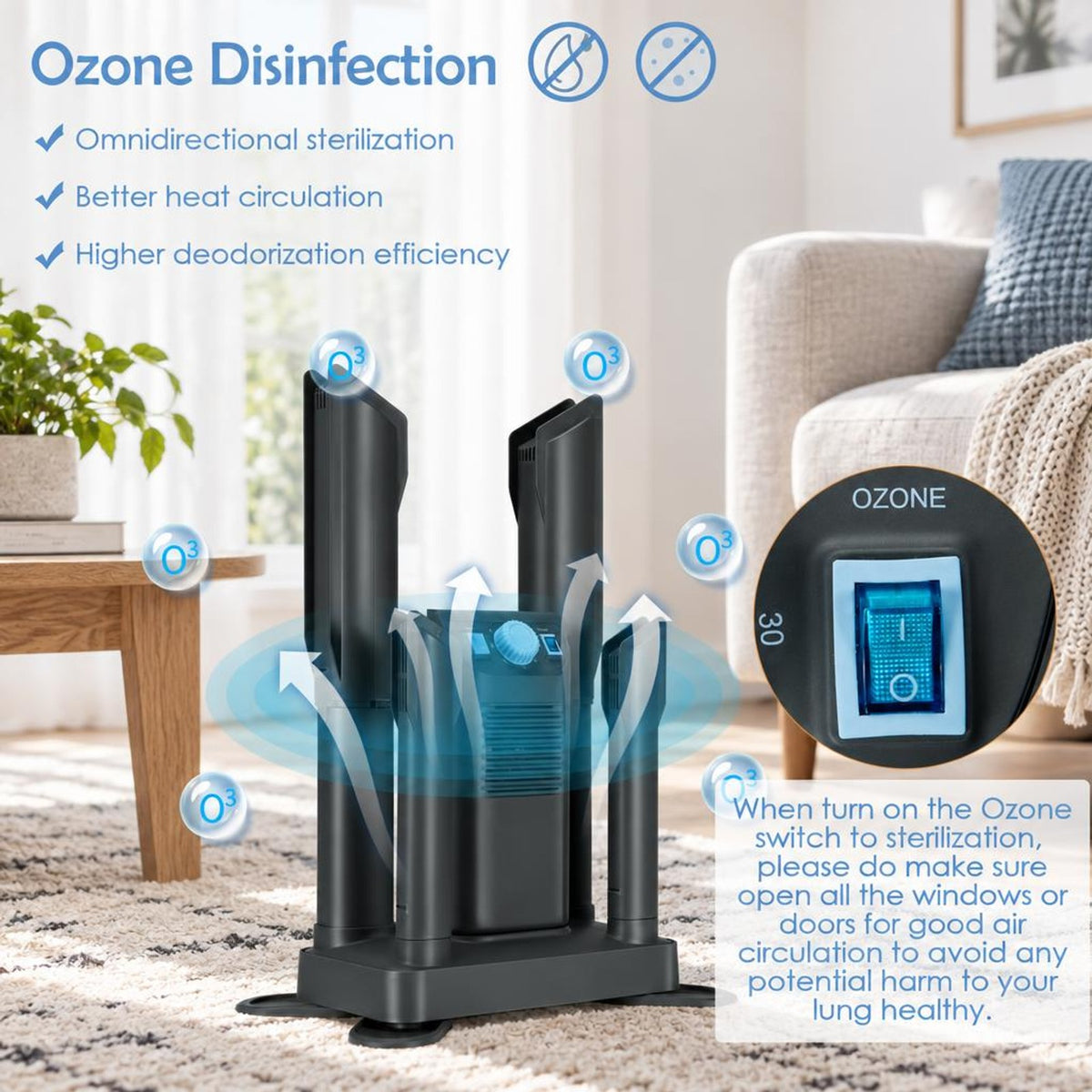Airfind Electric Shoe Boot Dryer 4 Shoes with 180 Mins Timer Ozone Disinfection, PP fiberglass ABS Frame, Gray