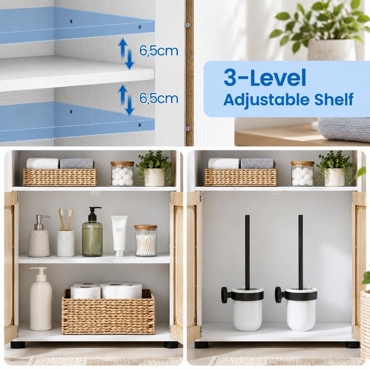 Airfind Bathroom Cabinet Freestanding Cabinet featuring 2 Doors and 3-Level Adjustable Shelf, 155 lbs Capacity, Engineered Wood Frame, White