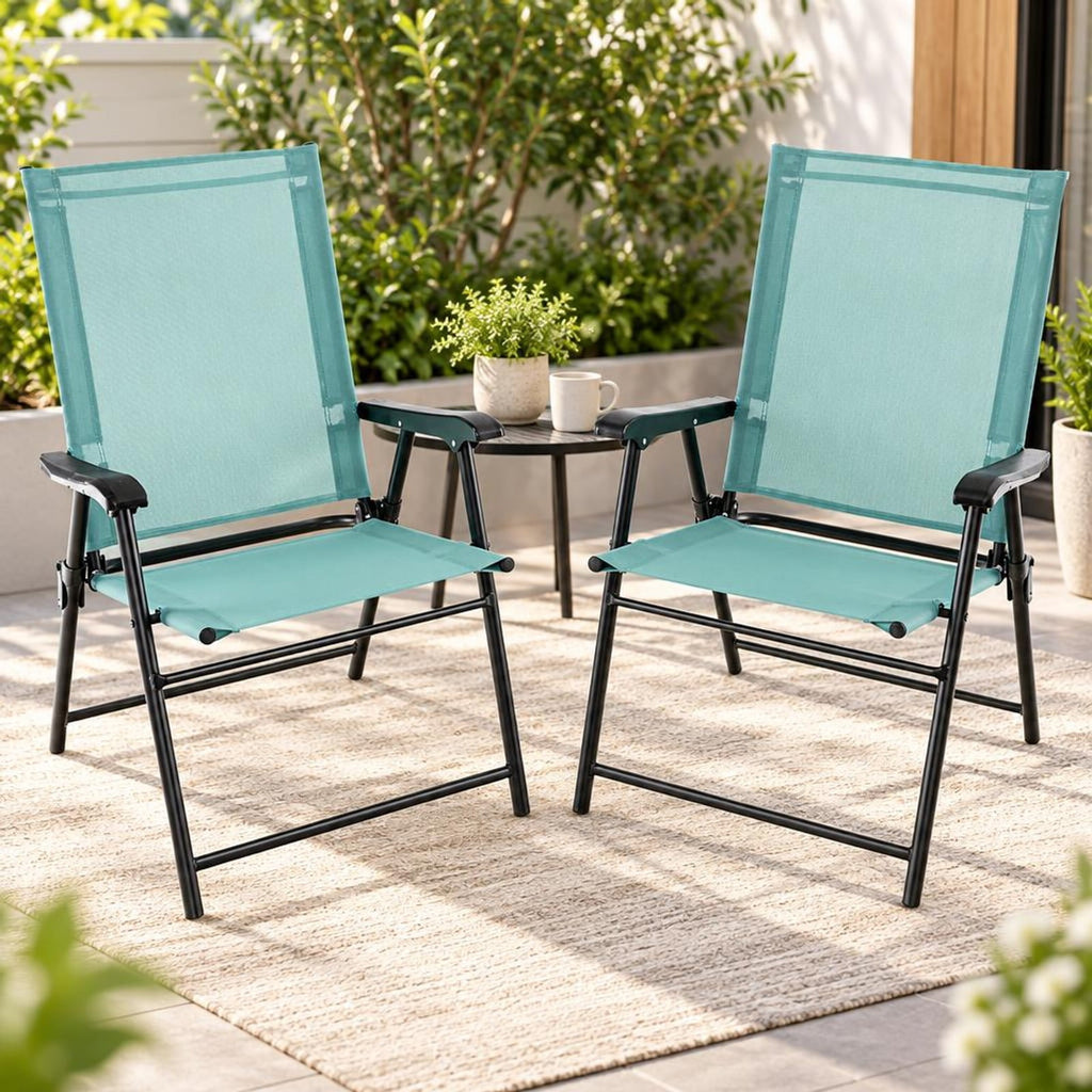 Airfind 2 Set of Patio Dining Chair with Armrests and Metal Frame, Chair 330 lbs Capacity, Metal Fabric Unfolding Frame, 25.5 x 24 x 37 Footprint