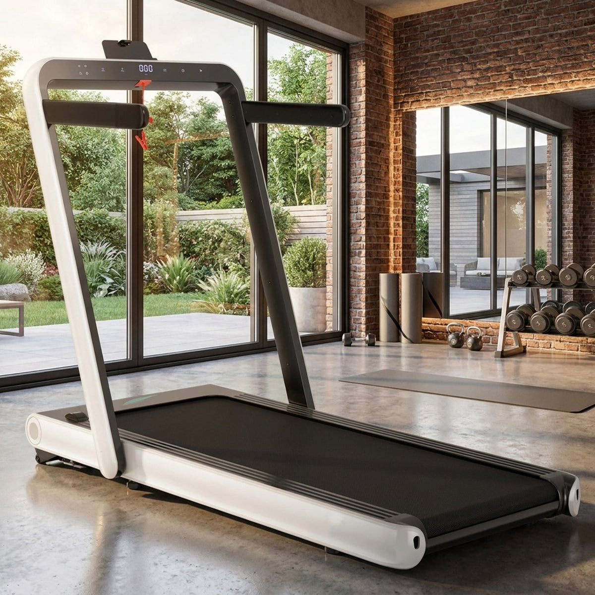 Airfind 4.75 HP 2-in-1 Walk-to-Run Folding Treadmill with App Sync Running Walking Treadmill for Home Supports 265 lbs, White