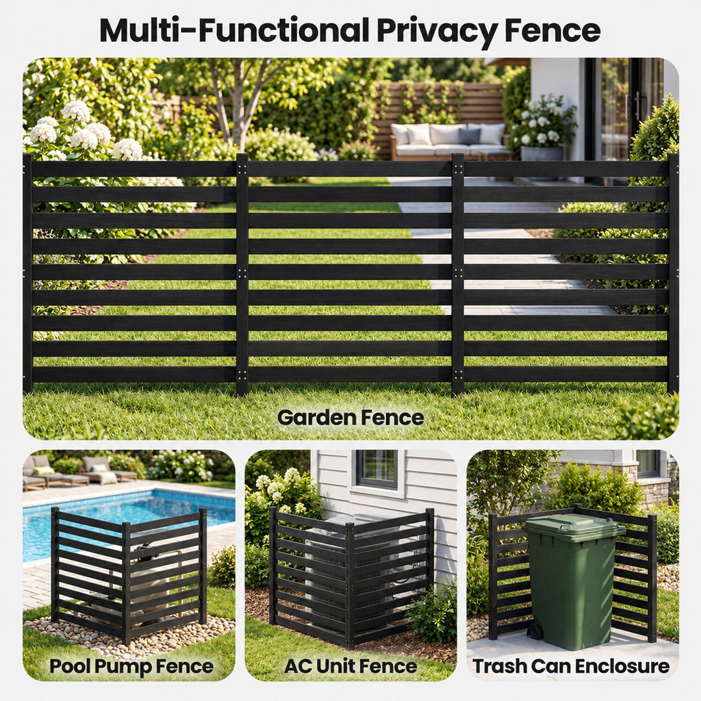 Airfind 2-Panel Wooden Outdoor Privacy Fence with Ground Stakes, Fir Wood Frame, Black, Product Dimensions of Each Screen 38.5 Inch